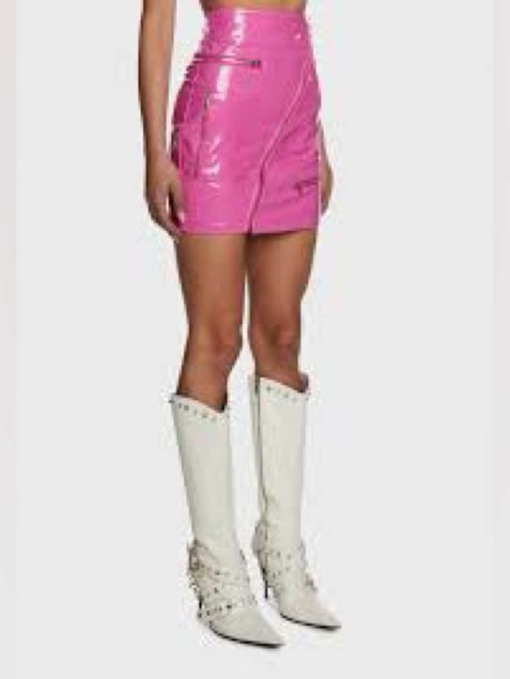Forever 21 Hot Pink Faux-Leather Zip Pocket Mini Skirt